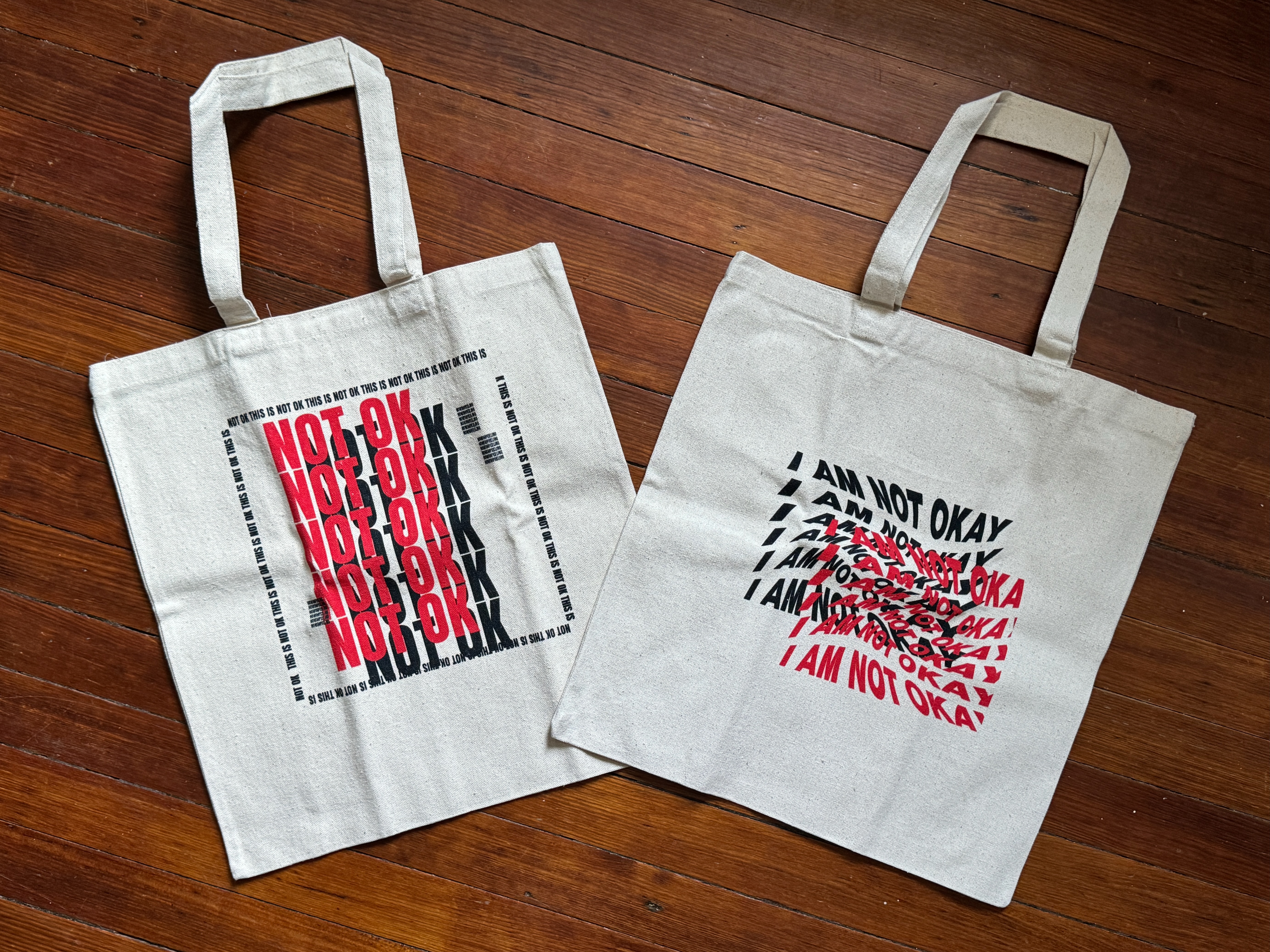 an image of the final product, totes with my design.